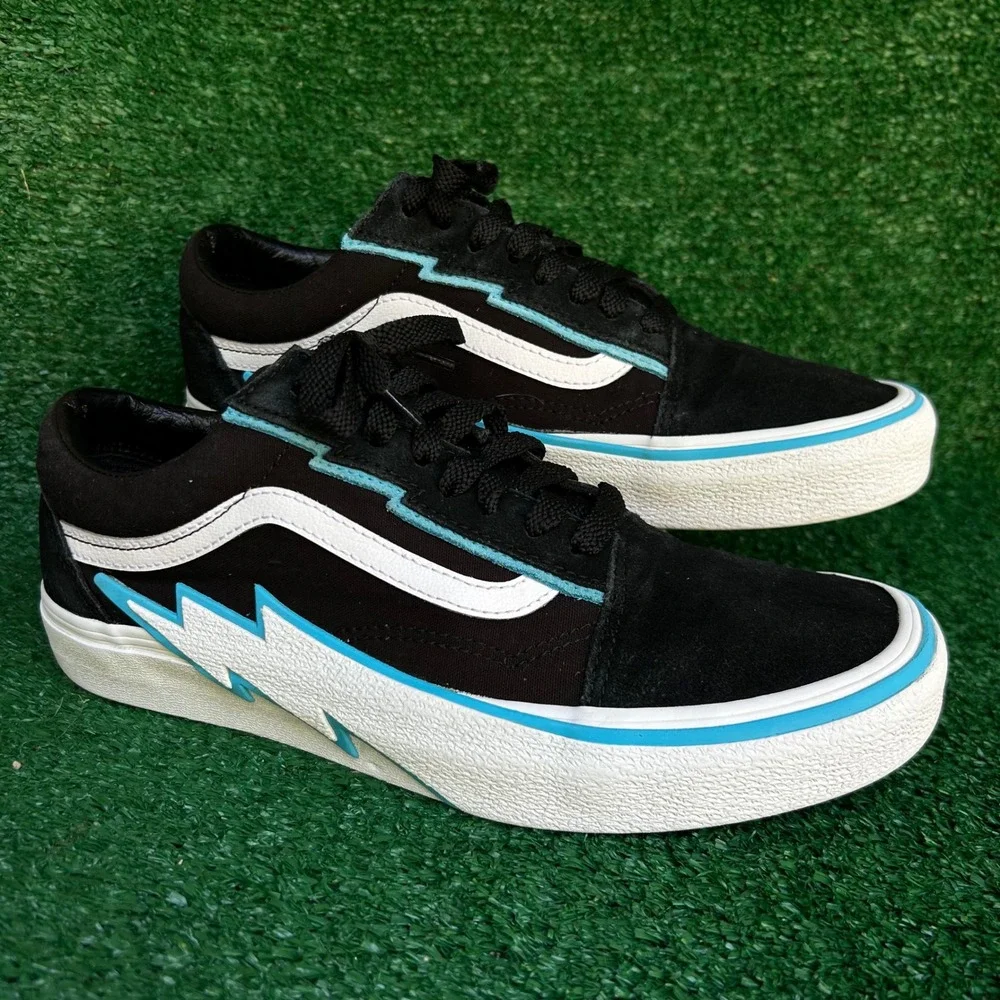 Revenge x Storm Bolt Black Blue Lightning Bolt Sneakers Mens 8.5 Womens 10